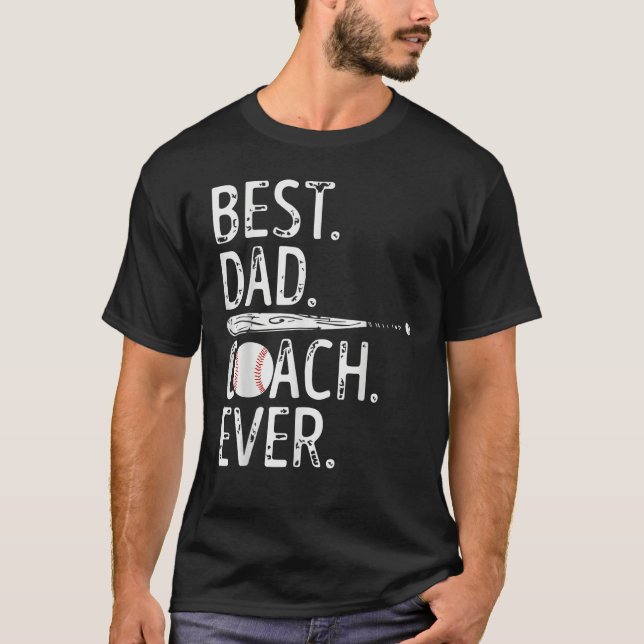 Camiseta Mens Best Dad Coach Ever Baseball Patriotic For Fa (Anverso)