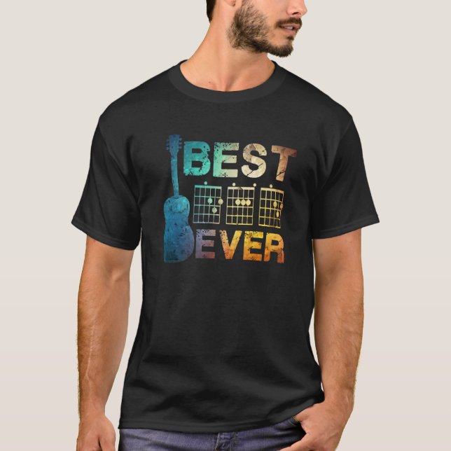 Camiseta Mens Best Dad Ever Guitar Chords Guitarist Father  (Anverso)