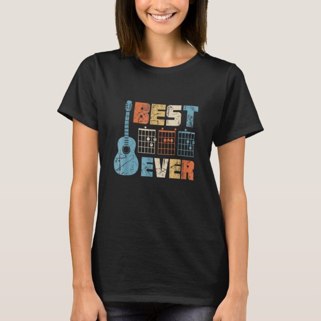 Camiseta Mens Best Dad Ever Music Notes Guitar Chords Music (Anverso)
