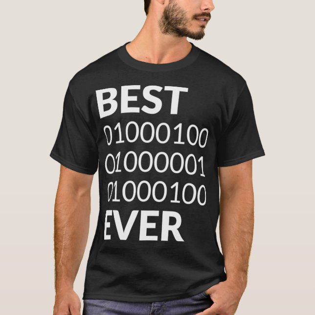 Camiseta Mens Best Dad Ever Shirt Binary Code Fathers Day G (Anverso)