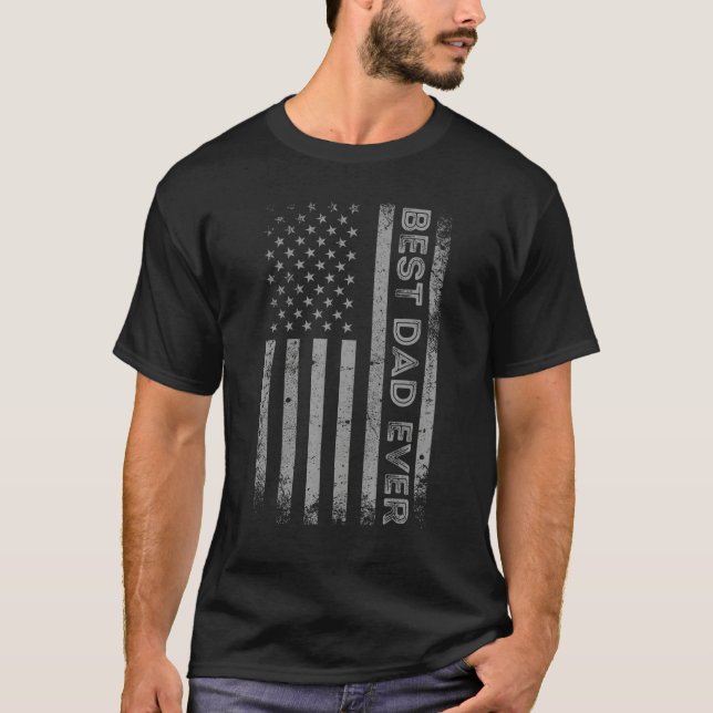 Camiseta Mens Best Dad Ever With US American Flag Fathers D (Anverso)