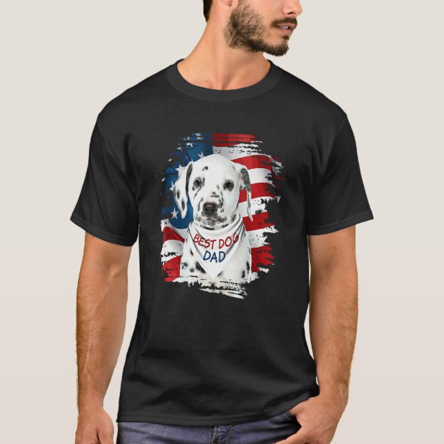 Camiseta Mens Best Dalmatian Dad Ever American Flag Dog Fat (Anverso)