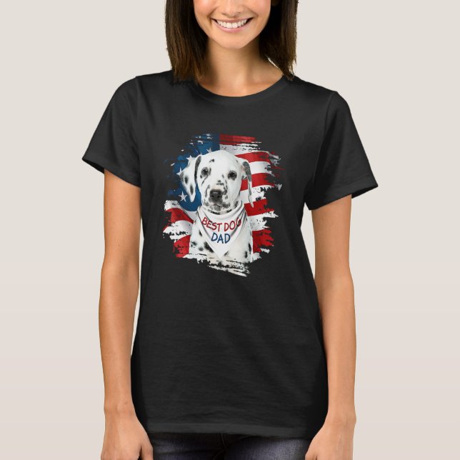 Camiseta Mens Best Dalmatian Dad Ever American Flag Dog Fat (Anverso)