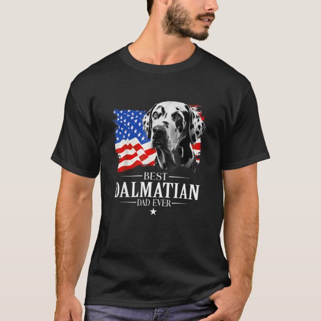 Camiseta Mens Best Dalmatian Dad Ever American Flag Father  (Anverso)