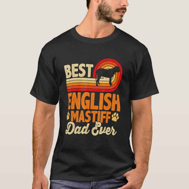 Camiseta Mens Best Dog Dad Ever English Mastiff Retro Vinta (Anverso)
