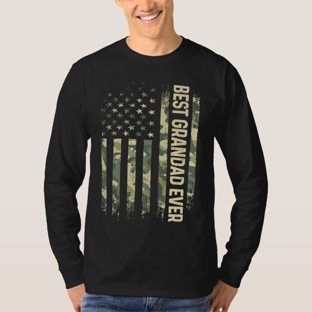 Camiseta Mens Best Grandad Ever Camo American Flag Father's (Anverso)