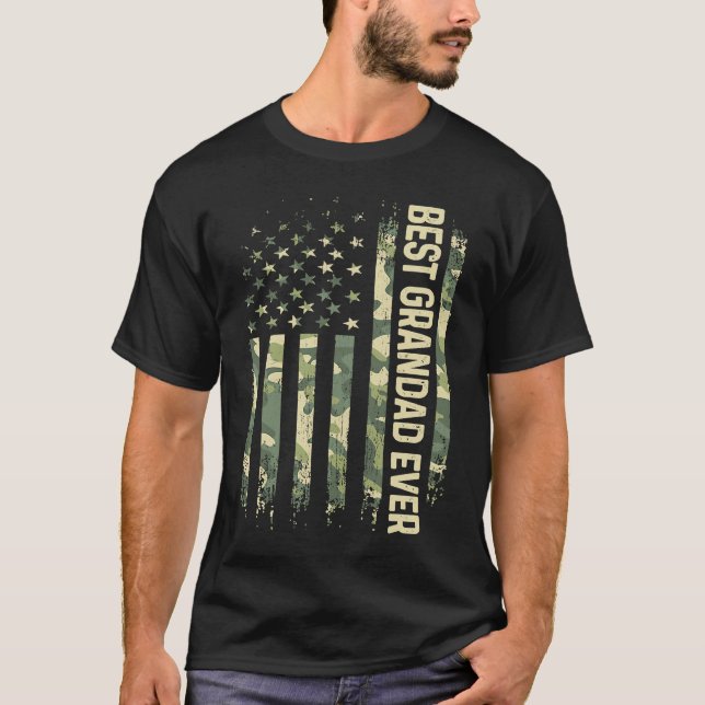 Camiseta Mens Best Grandad Ever Camo American Flag Father's (Anverso)