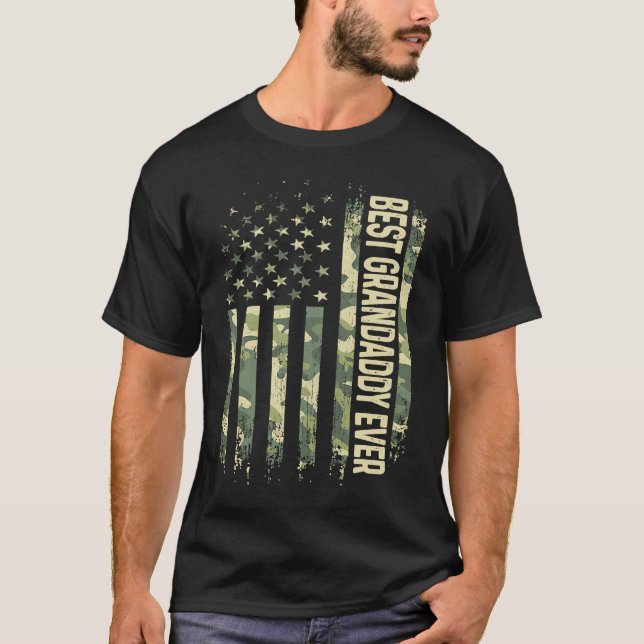 Camiseta Mens Best Grandaddy Ever Camo American Flag Father (Anverso)