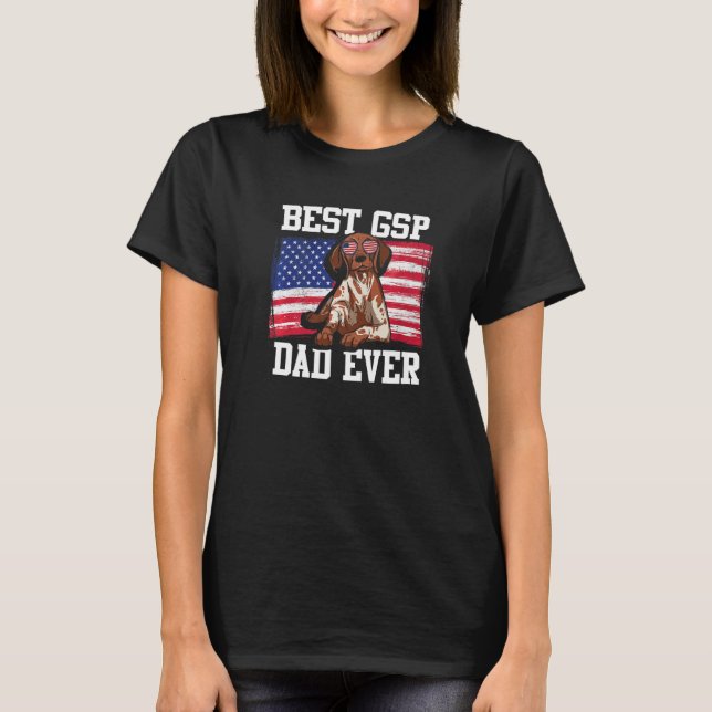 Camiseta Mens Best GSP Dad Ever US Flag German Shorthaired  (Anverso)