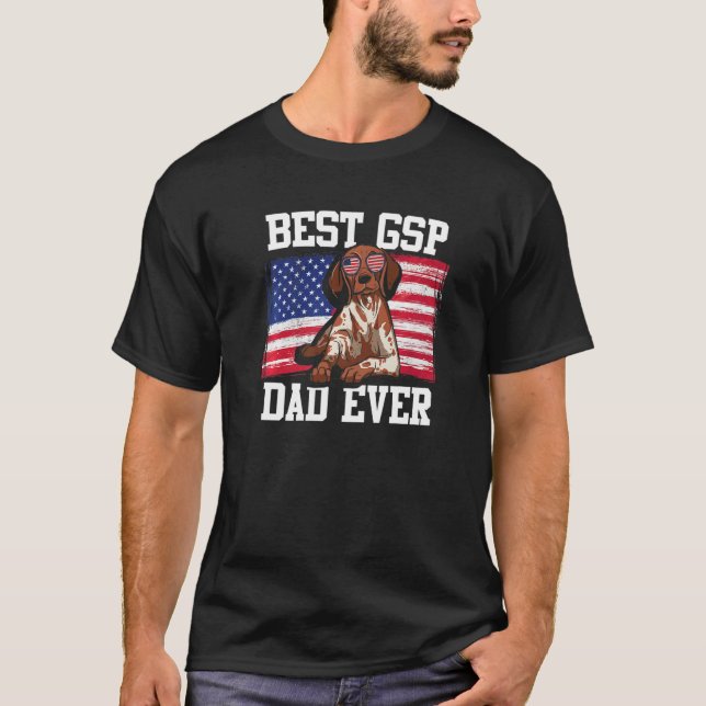 Camiseta Mens Best GSP Dad Ever US Flag German Shorthaired  (Anverso)
