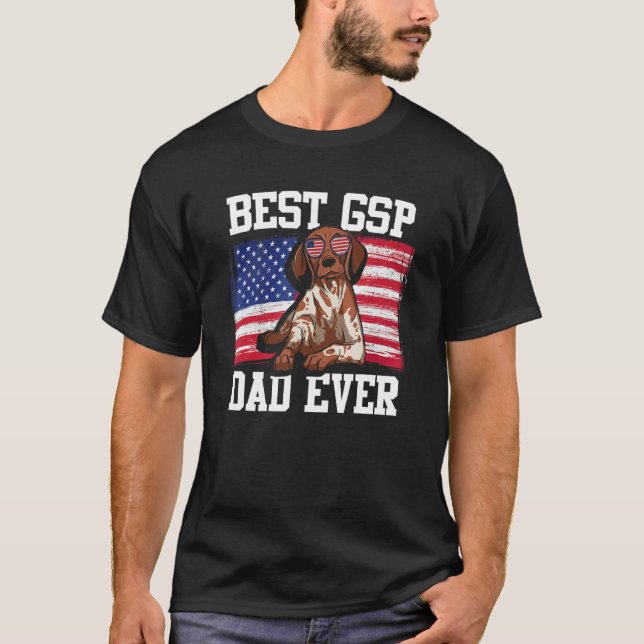 Camiseta Mens Best GSP Dad Ever US Flag  German Shorthaired (Anverso)