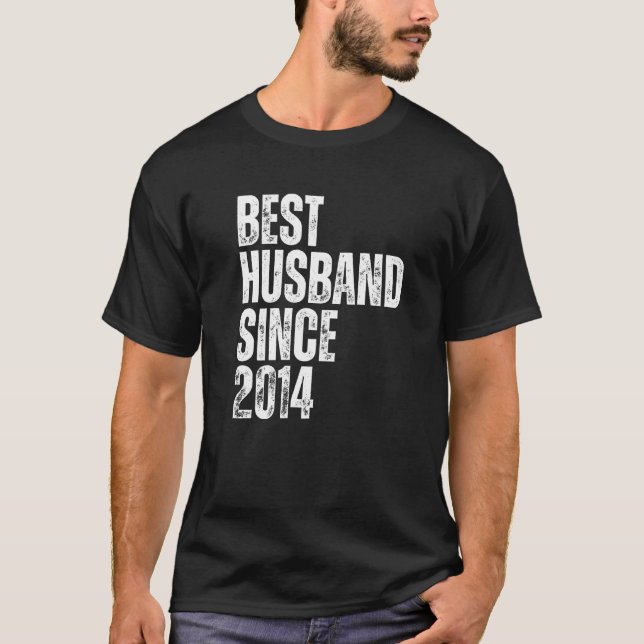 Camiseta Mens Best Husband Since 2014 Vintage Wedding Anniv (Anverso)