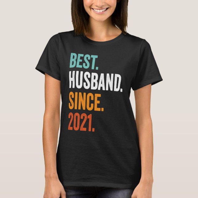 Camiseta Mens Best Husband Since 2021 2nd wedding anniversa (Anverso)
