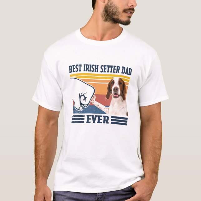 Camiseta Mens Best IRISH RED AND WHITE SETTER Dad Ever Funn (Anverso)