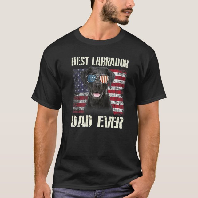 Camiseta Mens Best Labrador Sunglasses Dad Ever American Fl (Anverso)