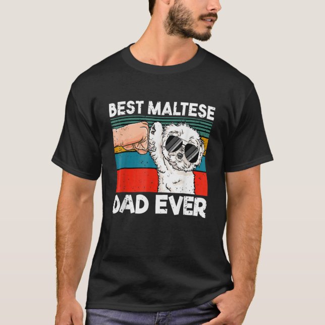 Camiseta Mens Best Maltese Dad Ever Ghetto Fist Dog (Anverso)
