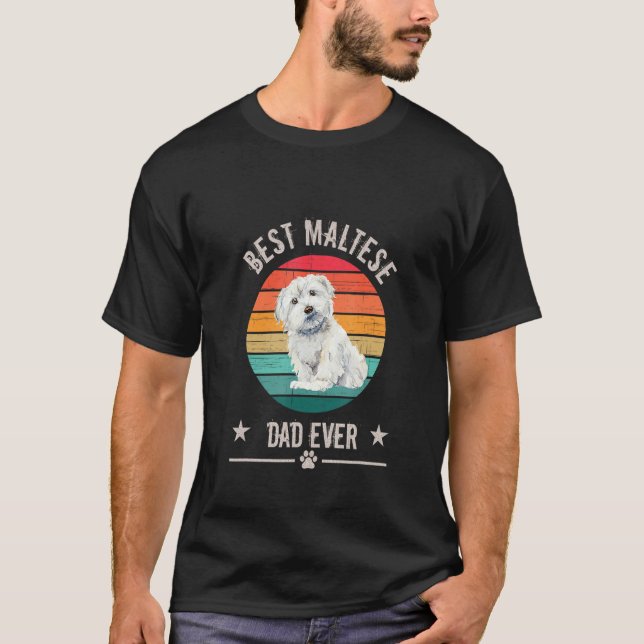 Camiseta Mens Best Maltese dad ever Maltese retro sunset (Anverso)