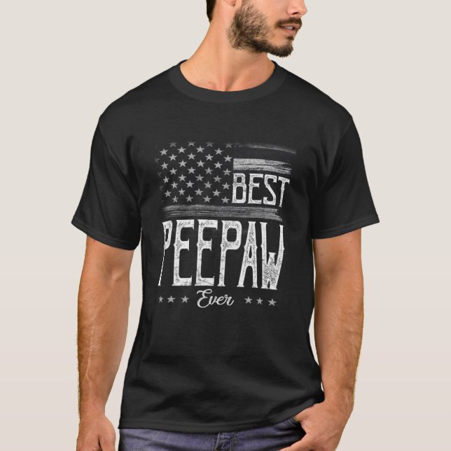 Camiseta Mens Best Peepaw Ever American Flag Grandpa Gift (Anverso)