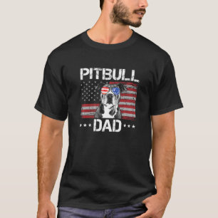 Camiseta Mens Best Pitbull Dad Ever Patriotic American Flag
