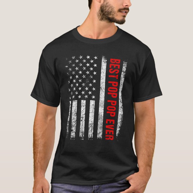 Camiseta Mens Best Pop Pop Ever US American Flag  Fathers D (Anverso)