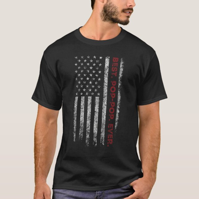 Camiseta Mens Best Pop Pop Ever US American Flag For Father (Anverso)