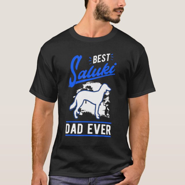 Camiseta Mens Best Saluki Dad Ever Long haired Greyhound Da (Anverso)
