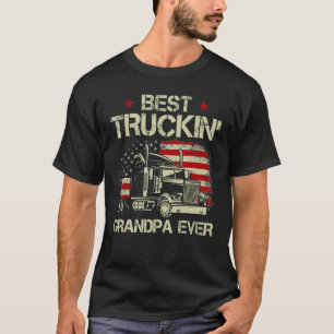 Camiseta Mens Best Truckin Grandpa Ever American Flag Big R
