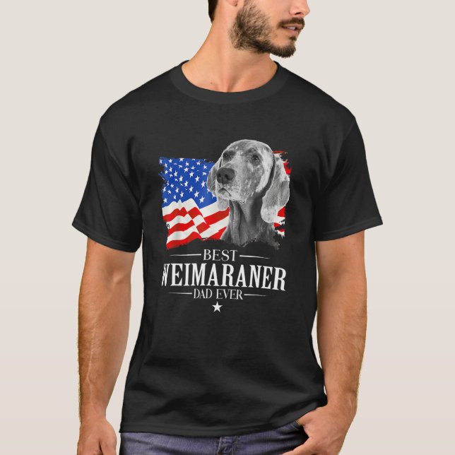 Camiseta Mens Best Weimaraner Dad Ever American Flag Father (Anverso)