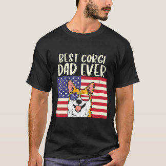 Camiseta Mens Best Welsh Corgi Dad Ever Us Flag Patriotic P