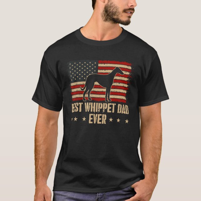 Camiseta Mens Best Whippet Dad Ever Dog  American Flag (Anverso)