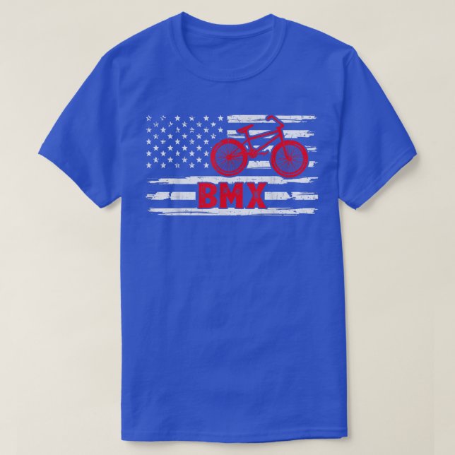 Camiseta Mens Bicicleta Carreras Stunt USA Bandera BMX Ride (Diseño del anverso)