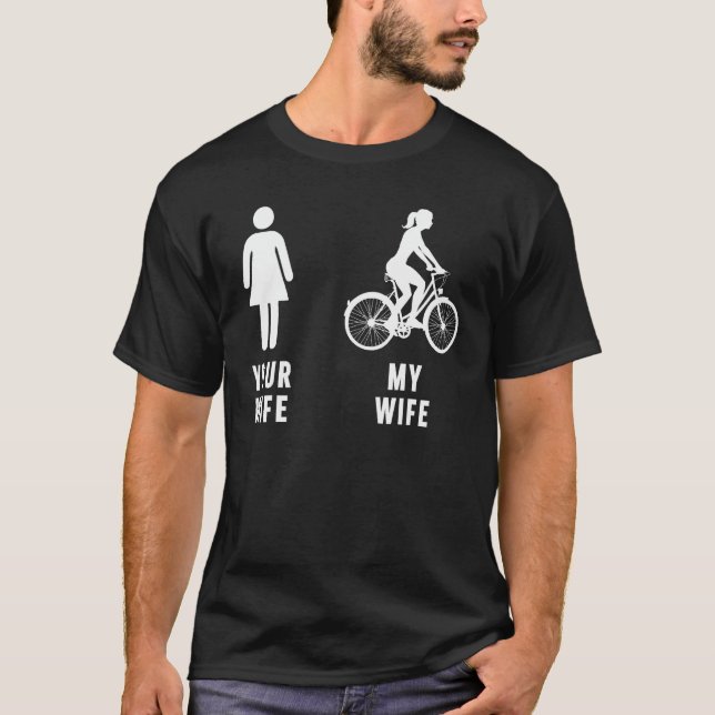 Camiseta Mens Bicicleta Mens Your Wife Mi Esposa Ciclismo F (Anverso)