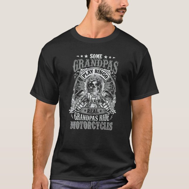 Camiseta Mens Biker Grandpa Some Grandpas Play Bingo Real R (Anverso)