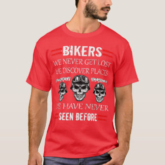 Camiseta Mens Biker Nunca Se Pierde Descubrimos Lugares Mot