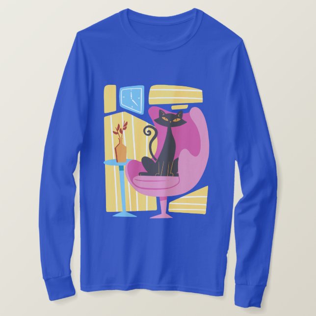 Camiseta Men's Black Cat Abstract Long Sleeve  (Anverso del diseño)