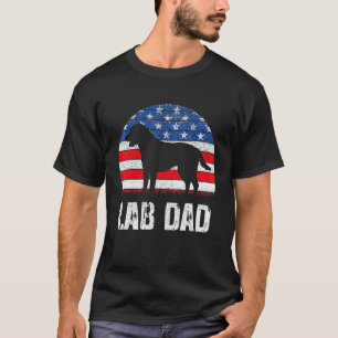 Camiseta Mens Black Labrador Dad Usa American Flag Yellow L