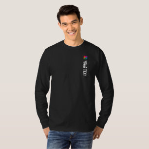 Camiseta Mens Black Long Sleeve Tshirt Imprimir Añadir imag