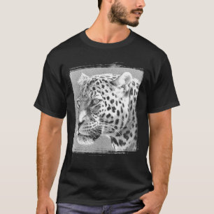 Camiseta Mens Black T Shirt Leopard Head Modern Elegant