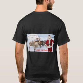 Camiseta mens black tee merry christmas santa pig