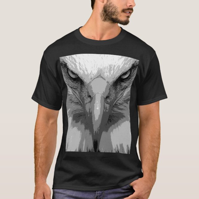 Camiseta Mens Black Tee Shirs Animal Eagle Face Template (Anverso)