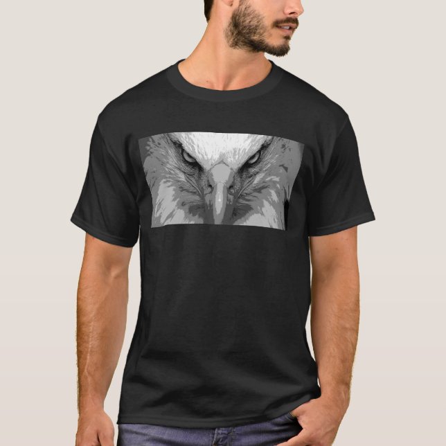 Camiseta Mens Black Tees Animal Eagle Face Template Moderno (Anverso)