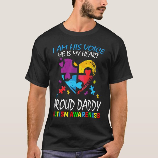 Camiseta Mens Blue Orud Daddy Autism Awareness Dad Son Hea (Anverso)