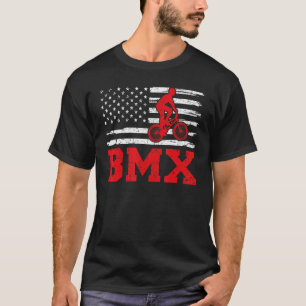Camiseta Mens Bmx Bicicleta Estilo Retro Bandera Americana