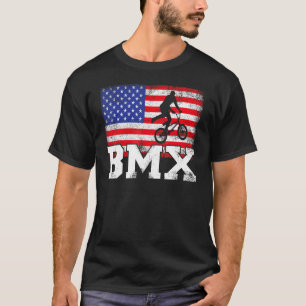 Camiseta Mens Bmx Bicicleta Stunt Carreras Vintage Bandera 