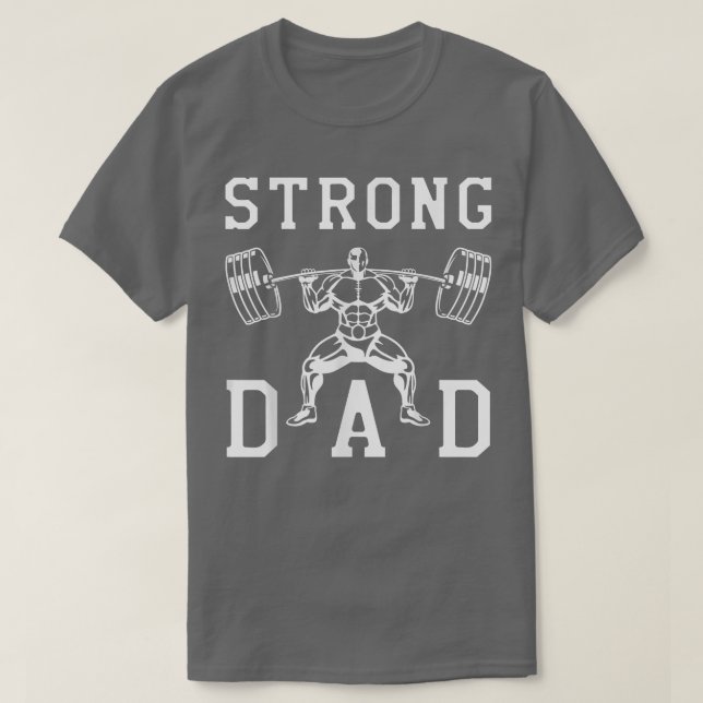 Camiseta Mens Bodybuilder Gym Dad Strong Daddy Fathers Day  (Diseño del anverso)