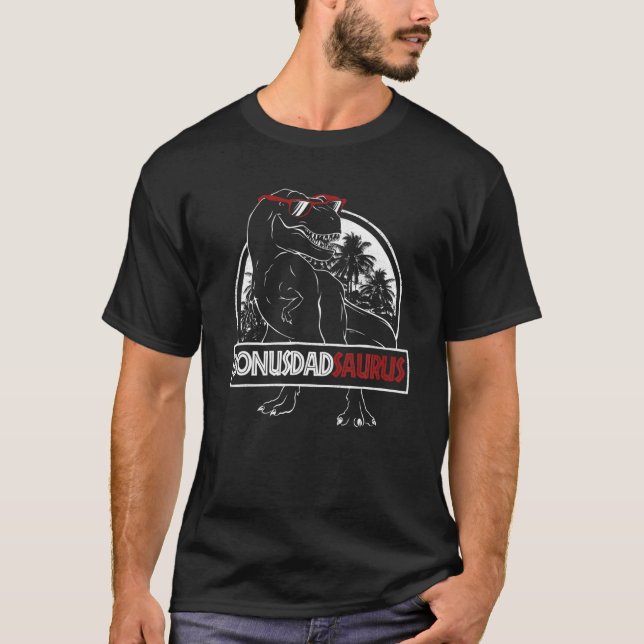 Camiseta Mens Bonusdadsaurus Dinosaur Daddy Bonus Dad Sauru (Anverso)