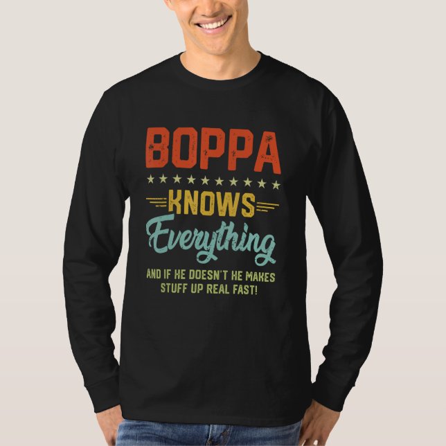 Camiseta Mens Boppa Knows Everything  Grandpa Fathers Jokes (Anverso)