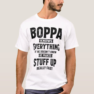Camiseta Mens Boppa lo sabe todo Funny Abuelo Boppa