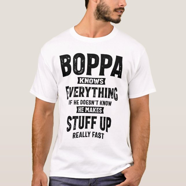 Camiseta Mens Boppa lo sabe todo Funny Abuelo Boppa (Anverso)