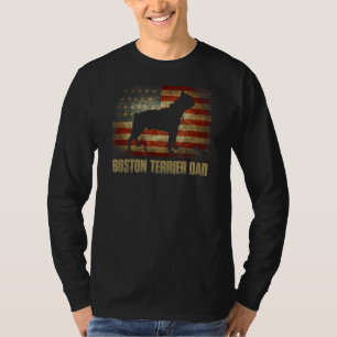 Camiseta Mens Boston Terrier Dad Vintage American Flag Patr